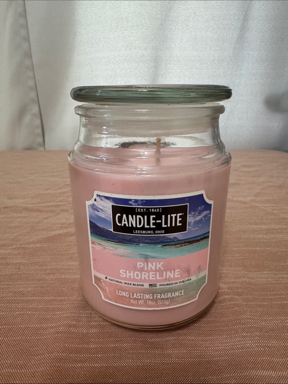 Pink Shoreline Jar Candle — Soft Pink Scented Candle